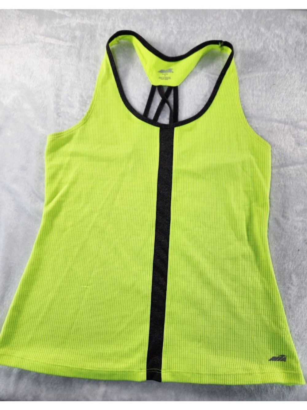 Avia Athletic Top Small Green and Black Racer Back Strappy Tank Sleeveless
